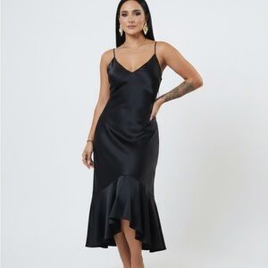 H&M Black High Low Satin Dress